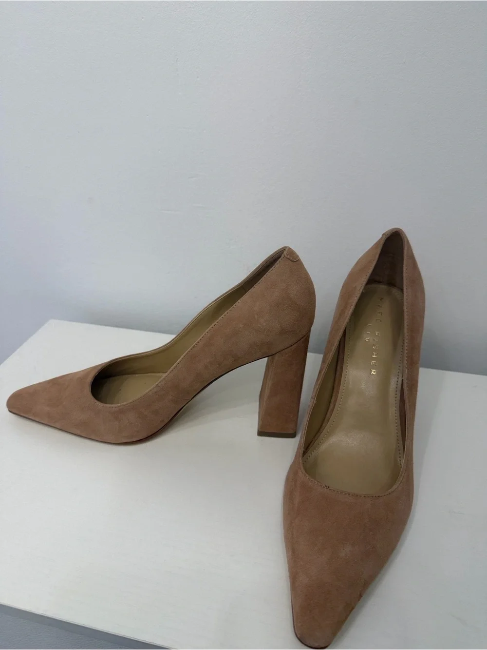 Marc Fisher Seude Nude Women's 3.75”Block Heel Pumps
